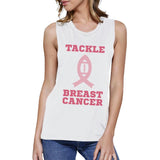 Tackle Breast Cancer Football Womens White Muscle Top