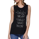 Sweat Smile Womens Funny Saying Muscle Shirt For Gym Workout Lovers