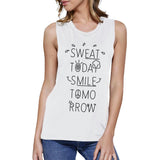 Sweat Smile Womens Funny Saying Muscle Shirt For Gym Workout Lovers