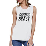 Unleash Beast Womens Funny Saying Muscle Shirt For Gym Workout Gift