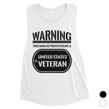 Protected By Veteran Gift Womens Muscle Tee Proud Army Mom July 4th