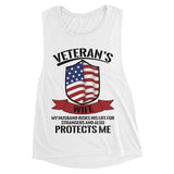 Veterans Wife Shirt Womens Cute Graphic 4th of July Muscle Tee Gift