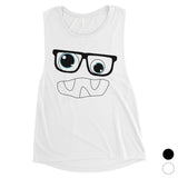 Monster With Glasses Womens Muscle Shirt