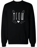 Meow Cute Kitty face Women's Sweatshirt Crewneck Pullover Fleece Sweaters Cat Lovers