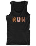 Cookie Letter RUN Women's Work Out Tank Top Ladies Cute Gym Black Tanktop