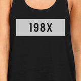 198X Black Cotton Tank Top For Women Humorous Design Graphic Tanks