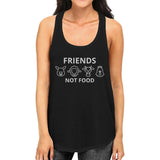 Friends Not Food Womens Black Tanks Unique Design For Animal Lovers
