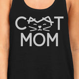 Cat Mom Women's Black Cute Design Cotton Tanks Gifts For Cat Lovers