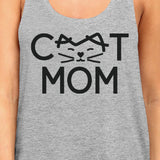 Cat Mom Women's Grey Cute Design Cotton Tanks Gifts For Cat Lovers