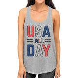 USA All Day Cute Womens Cotton Tank Top Racerback Fourth of July