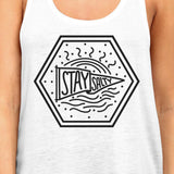 Stay Salty Womens White Sleeveless Tee Shirt Funny Graphic Tank Top