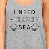 Mermaid Gang Womens Grey Lightweight Cotton Tanks Cute Gift Ideas