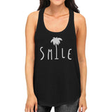 Smile Palm Tree Womens Black Cute Summer Tank Top Unique Design
