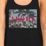 Talk To The Palm Womens Black Sleeveless Shirt Cotton Graphic Tanks