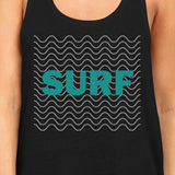 Surf Waves Womens Black Funny Graphic Tanks Cute Summer Gift Idea