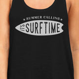 Summer Calling It's Surf Time Womens Black Tank Top