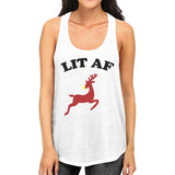 Lit Af Womens White Tank Top