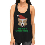 Merry Corgmas Corgi Womens Black Tank Top