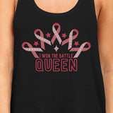 Won The Battle Queen Breast Cancer Awareness Womens Black Tank Top