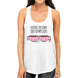 Keeping The Lumps Out Of My Cups Breast Cancer Womens White Tank Top