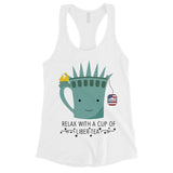 Cup Of Liber-Tea Womens Cute Graphic 4th of July Tank Top For Gym
