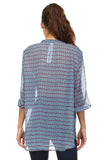 Women's 3/4 Three Quarter Sleeve Printed Chiffon Button Top