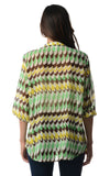 Women's 3/4 Three Quarter Sleeve Printed Chiffon Button Top