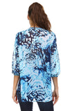 Women's 3/4 Three Quarter Sleeve Printed Chiffon Button Top