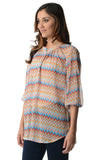 Women's 3/4 Three Quarter Sleeve Printed Chiffon Button Top