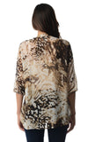 Women's 3/4 Three Quarter Sleeve Printed Chiffon Button Top