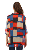 Women's 3/4 Three Quarter Sleeve Printed Chiffon Button Top