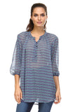 Women's 3/4 Three Quarter Sleeve Printed Chiffon Button Top