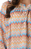 Women's 3/4 Three Quarter Sleeve Printed Chiffon Button Top