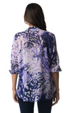 Women's 3/4 Three Quarter Sleeve Printed Chiffon Button Top