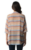 Women's 3/4 Three Quarter Sleeve Printed Chiffon Button Top