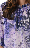 Women's 3/4 Three Quarter Sleeve Printed Chiffon Button Top
