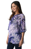 Women's 3/4 Three Quarter Sleeve Printed Chiffon Button Top