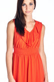 Women's Empire Waist Smocked Ruffle V-Neck Dress