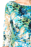 Women's 3/4 Three Quarter Sleeve Abstract Print Midi Dress