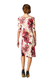 Women's 3/4 Three Quarter Sleeve Abstract Print Midi Dress