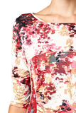 Women's 3/4 Three Quarter Sleeve Abstract Print Midi Dress