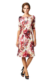 Women's 3/4 Three Quarter Sleeve Abstract Print Midi Dress