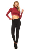 Women's Crop Turtle Neck Long Sleeve Top