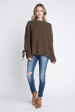 Women's Solid Bandage Sleeve Loose Pullover Sweater