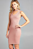 Women's Sleeveless V-Neck Choker Sweater Dress