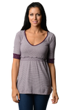 Women's Striped Hooded Babydoll Short Sleeve Top