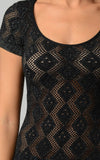 Women's Textured Knit Stretch Glitter Top