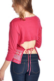 Women's Long Sleeve Open Tie Back Screened Top