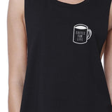 Coffee For Life Womens Black Sleeveless Crop Tea Gift For Friends