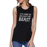 Unleash Beast Womens Funny Saying Muscle Shirt For Gym Workout Gift